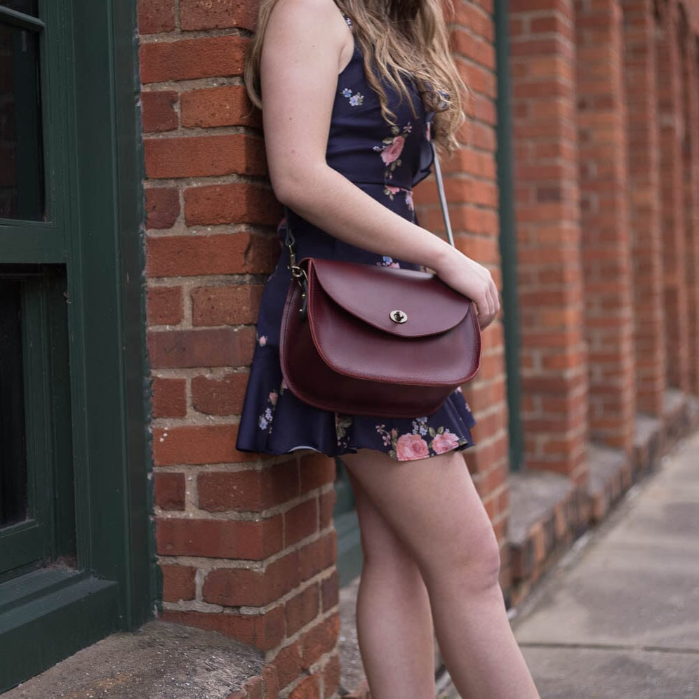 VIVIAN SATCHEL LEATHER CROSSBODY DELUXE - OXBLOOD