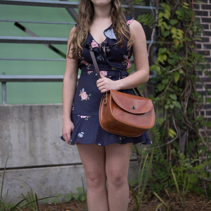 VIVIAN SATCHEL LEATHER CROSSBODY - CARAMEL