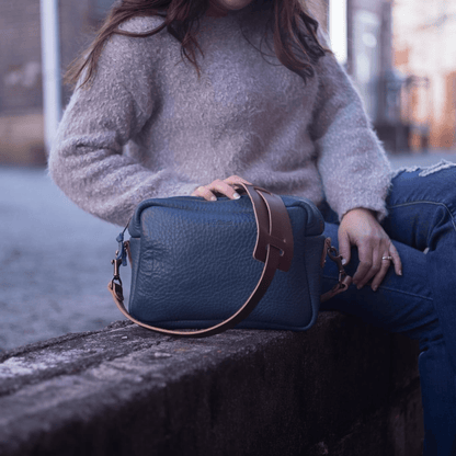 SARAH LEATHER CROSSBODY - MEDIUM - SMOKEY BLUE
