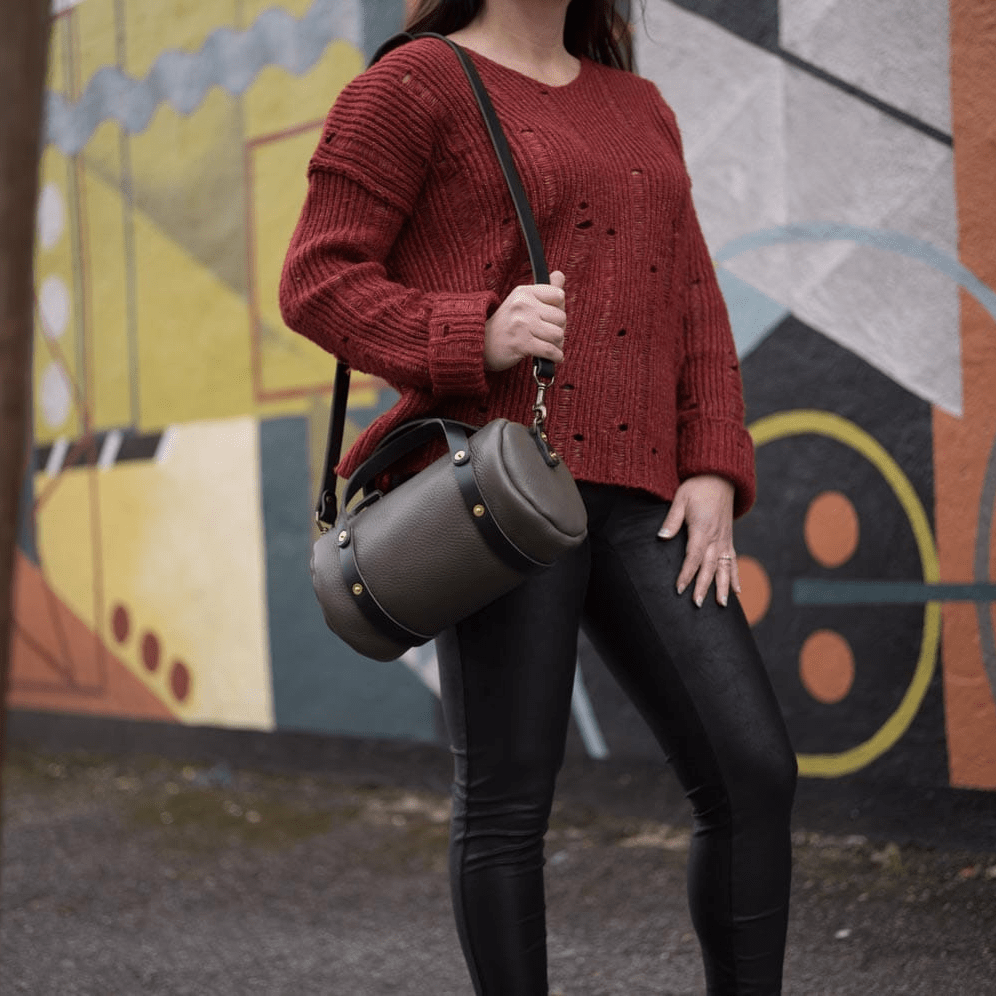 JANE LEATHER CROSSBODY - SMALL - LEAD GRAY