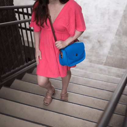 VIVIAN SATCHEL LEATHER CROSSBODY - OCEAN BLUE