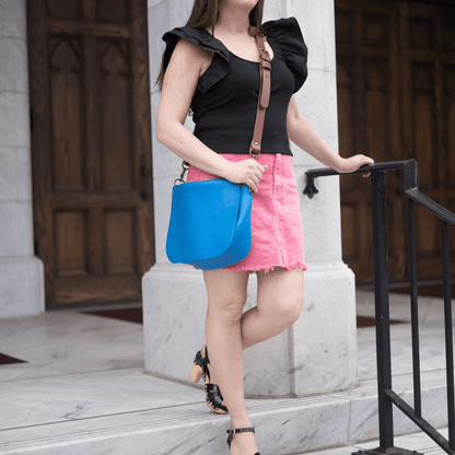 KINDLE LEATHER SATCHEL - OCEAN BLUE
