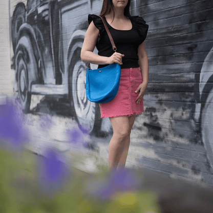CELESTE LEATHER HOBO BAG - OCEAN BLUE