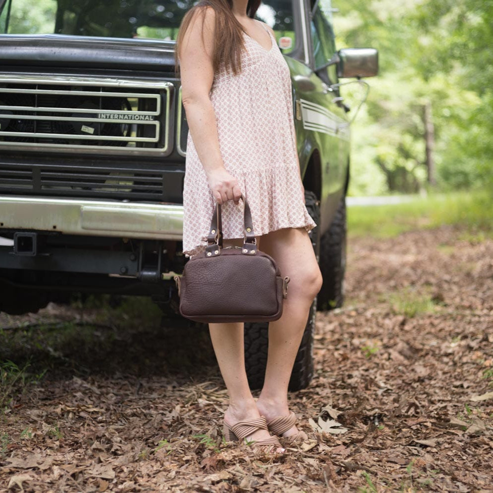 HOFFMAN LEATHER CROSSBODY BAG - MINI - MOCHA