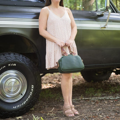 HOFFMAN LEATHER CROSSBODY BAG - MINI - FOREST GREEN