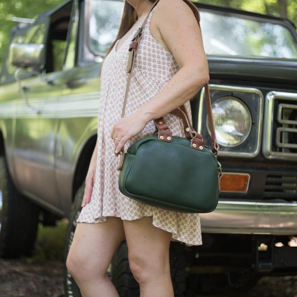 HOFFMAN LEATHER CROSSBODY BAG - MINI - FOREST GREEN