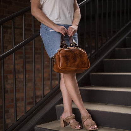 HOFFMAN LEATHER CROSSBODY BAG - MINI - PEANUT BISON