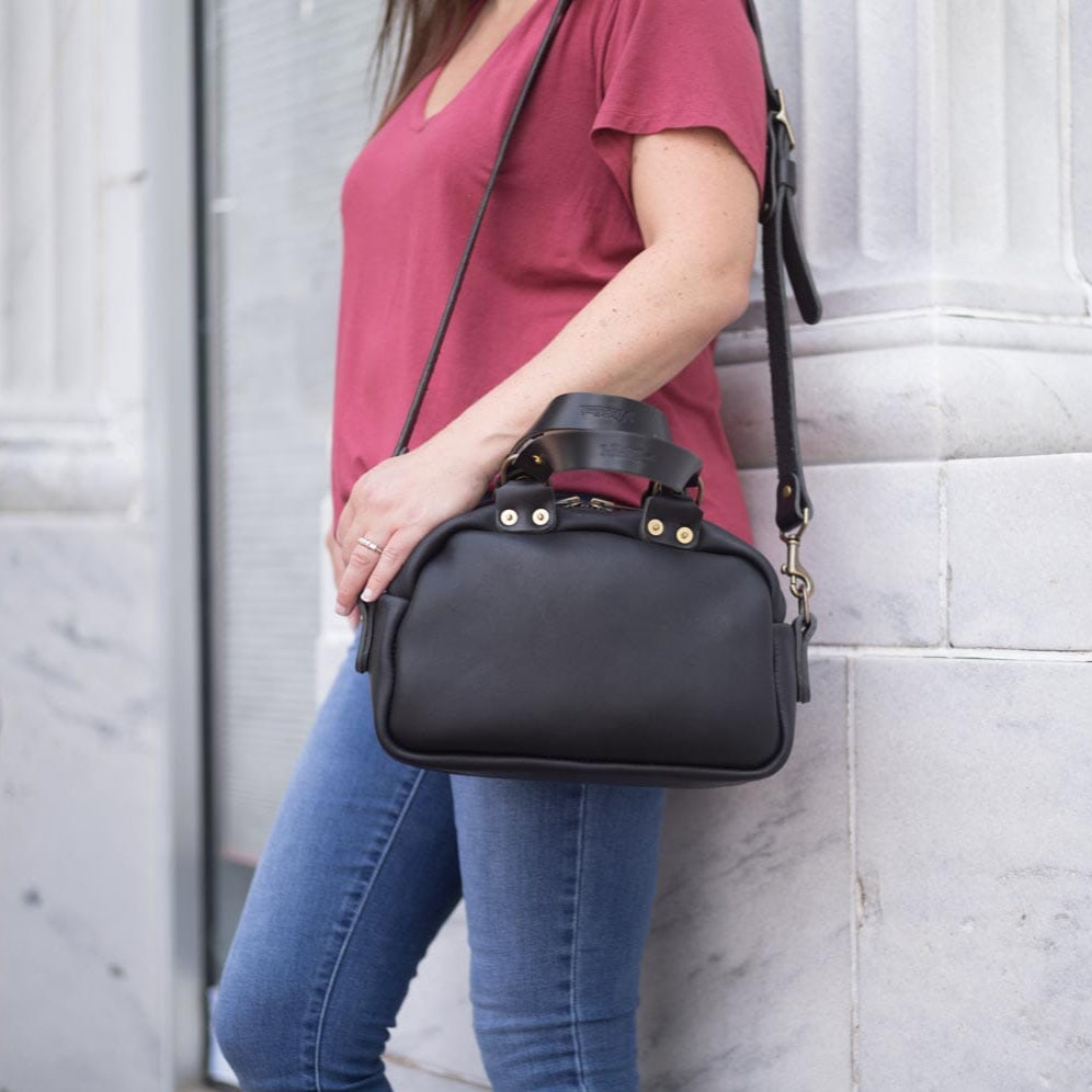 HOFFMAN LEATHER CROSSBODY BAG - MINI - BLACK