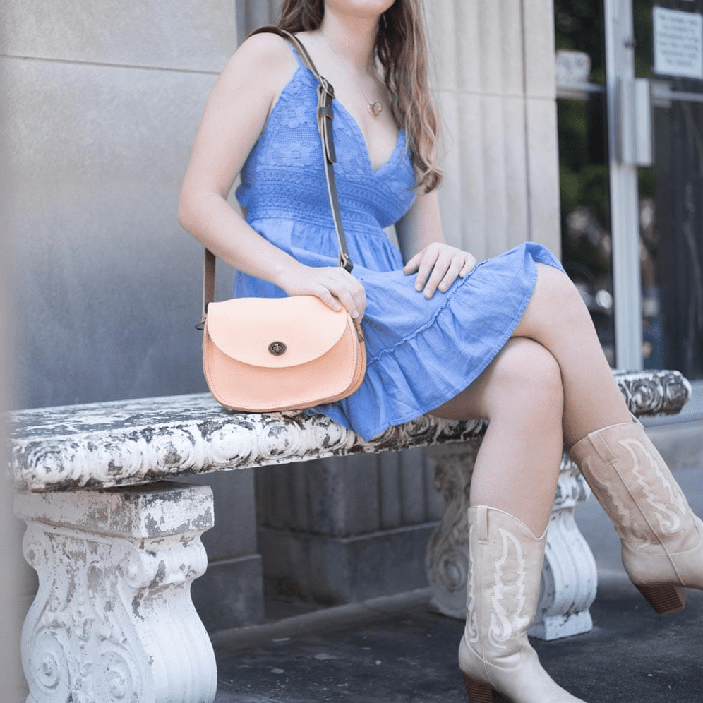VIVIAN SATCHEL LEATHER CROSSBODY - SMALL - PEACH FUZZ
