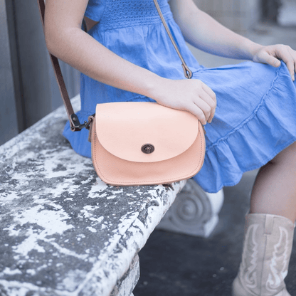 VIVIAN SATCHEL LEATHER CROSSBODY - SMALL - PEACH FUZZ