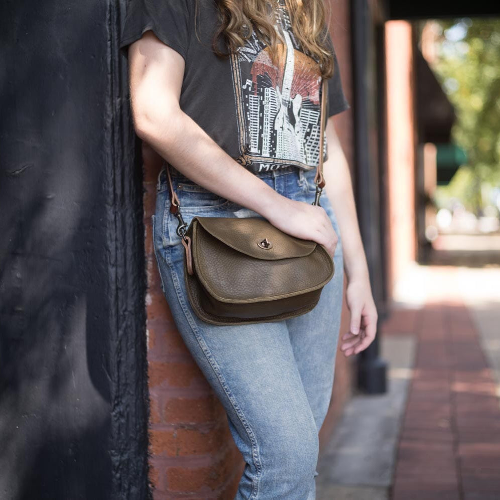 VIVIAN SATCHEL LEATHER CROSSBODY - SMALL - OLIVE
