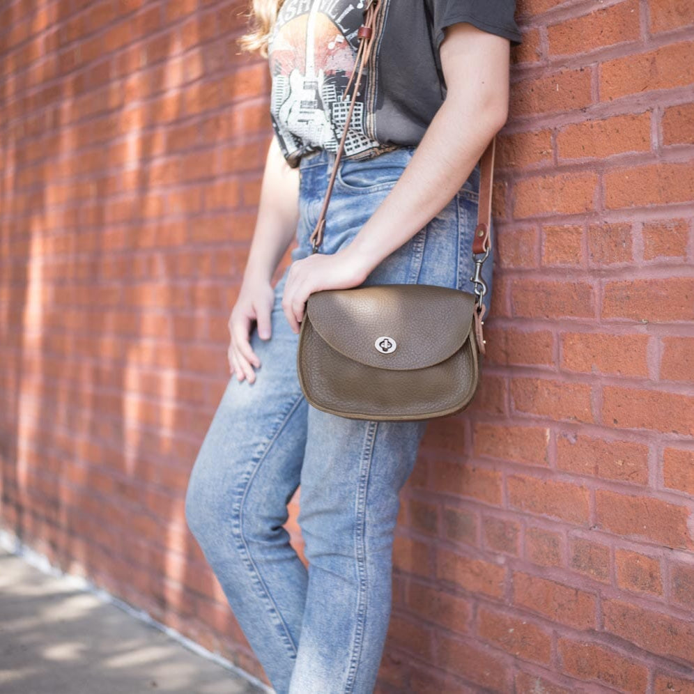VIVIAN SATCHEL LEATHER CROSSBODY - SMALL - OLIVE