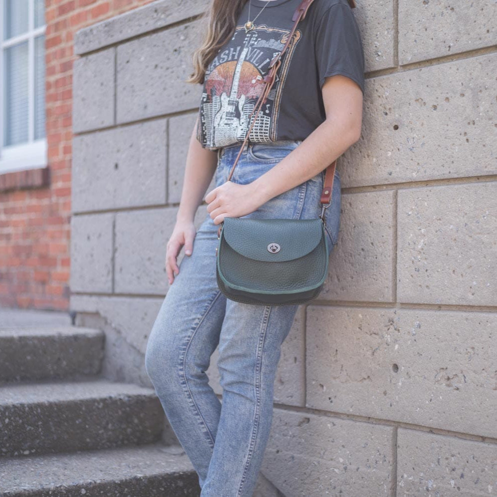 VIVIAN SATCHEL LEATHER CROSSBODY - SMALL - FOREST GREEN