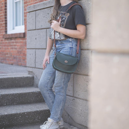 VIVIAN SATCHEL LEATHER CROSSBODY - SMALL - FOREST GREEN