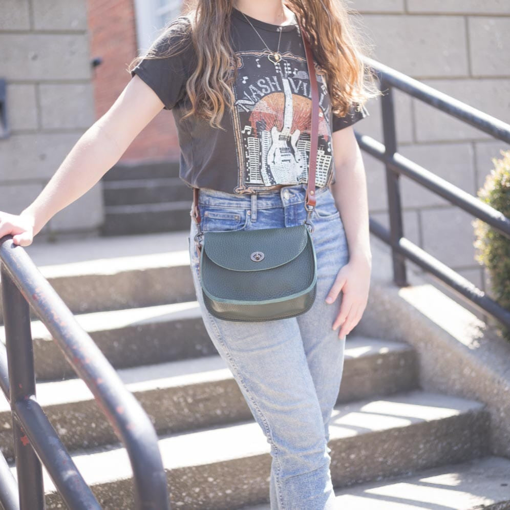 VIVIAN SATCHEL LEATHER CROSSBODY - SMALL - FOREST GREEN