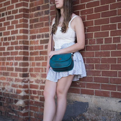 VIVIAN SATCHEL LEATHER CROSSBODY - SMALL - COBALT BISON