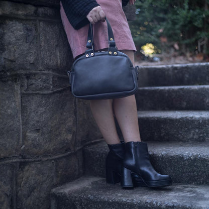 HOFFMAN LEATHER CROSSBODY BAG - MINI - RAVEN
