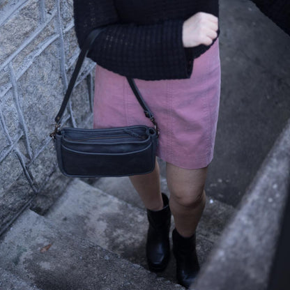 RENNIE LEATHER SHOULDER BAG - RAVEN