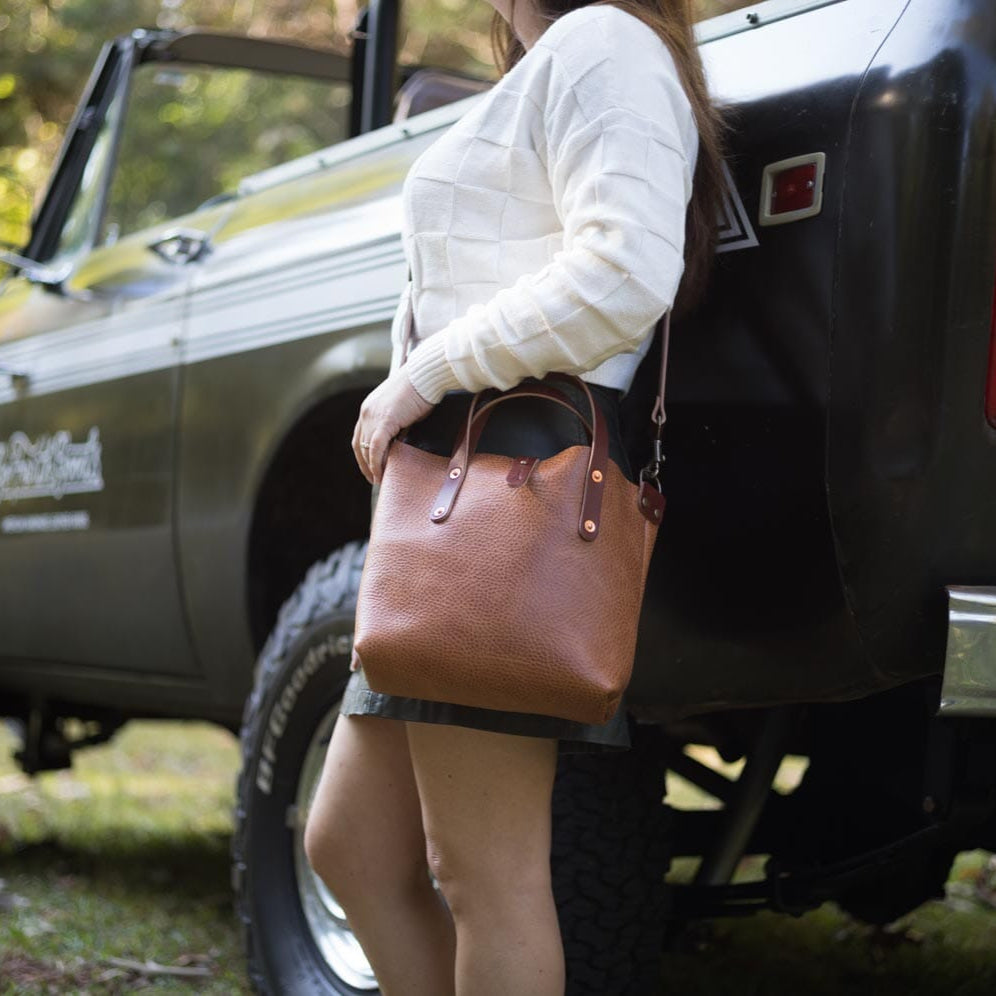 AVERY LEATHER TOTE BAG - MINI CROSSBODY - HONEY - IN STOCK