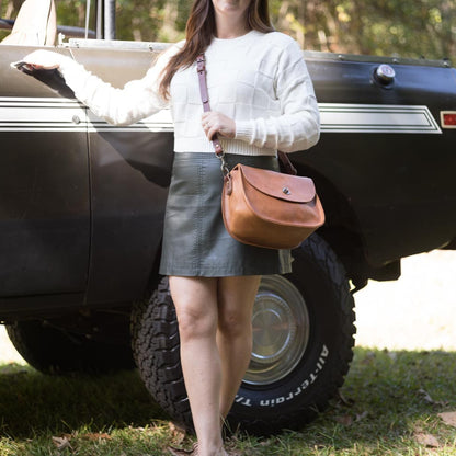 VIVIAN SATCHEL LEATHER CROSSBODY - HONEY