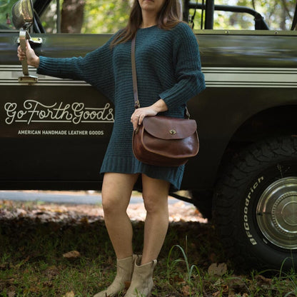 VIVIAN SATCHEL LEATHER CROSSBODY DELUXE - HICKORY BISON
