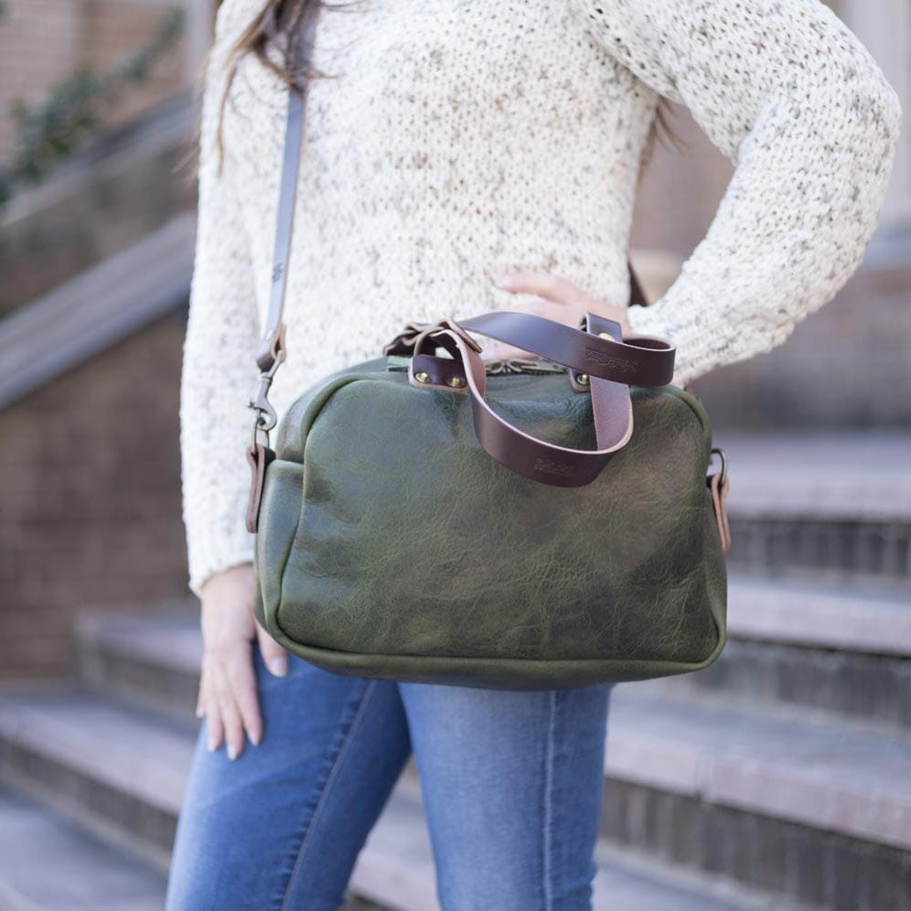 HOFFMAN LEATHER CROSSBODY BAG - JADE BISON