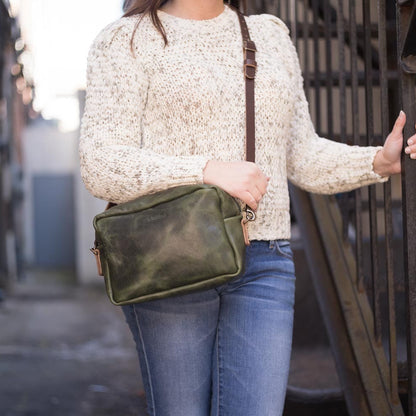 SARAH LEATHER CROSSBODY - JADE BISON