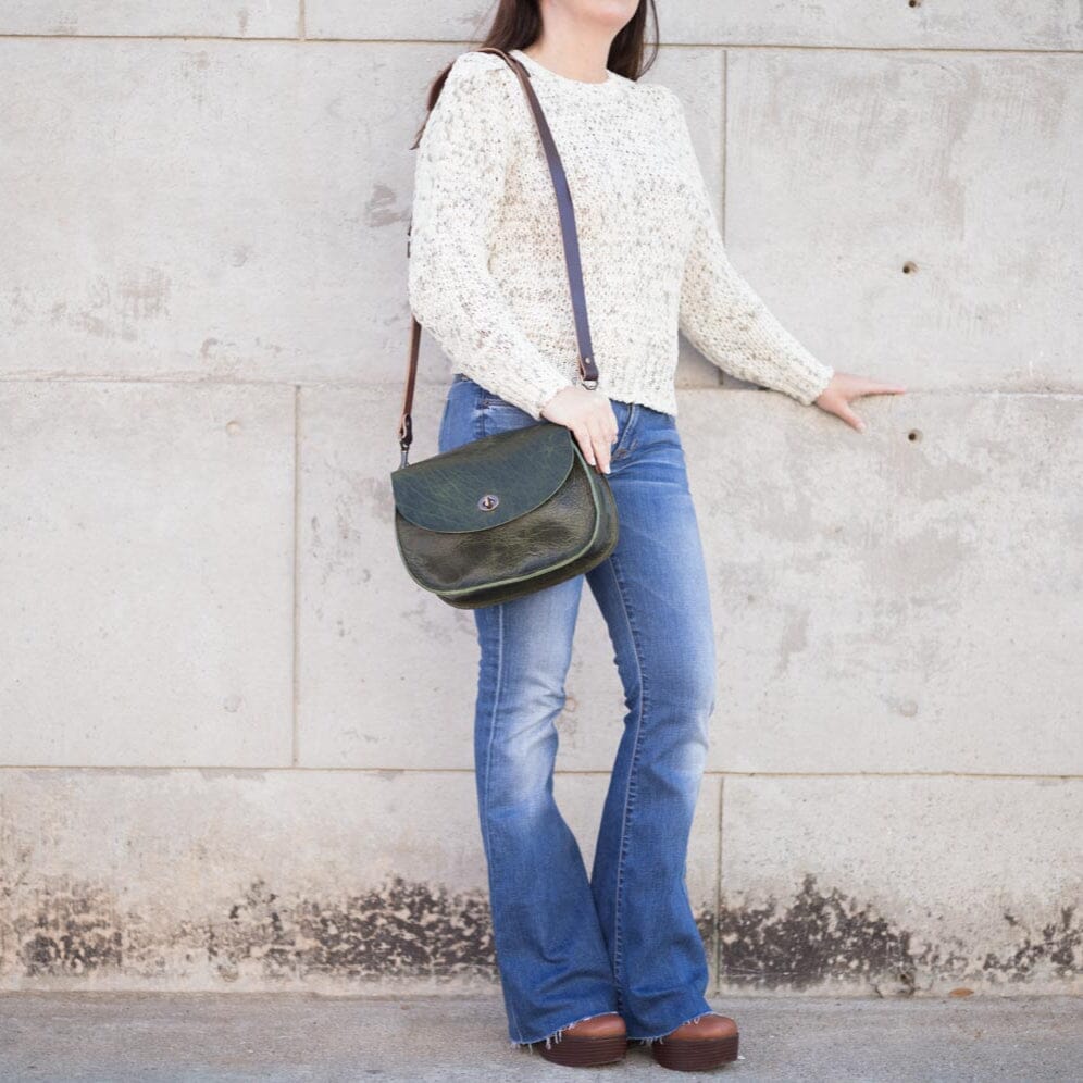 VIVIAN SATCHEL LEATHER CROSSBODY DELUXE - JADE BISON