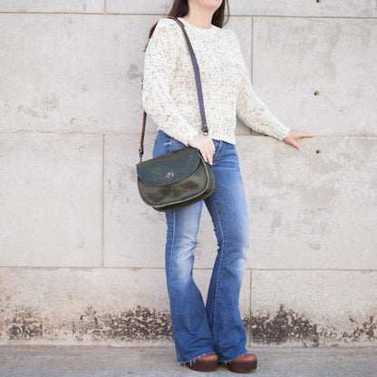 VIVIAN SATCHEL LEATHER CROSSBODY DELUXE - JADE BISON