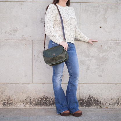 VIVIAN SATCHEL LEATHER CROSSBODY - JADE BISON