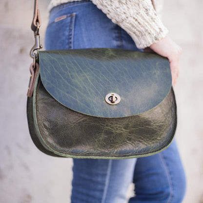 VIVIAN SATCHEL LEATHER CROSSBODY - JADE BISON
