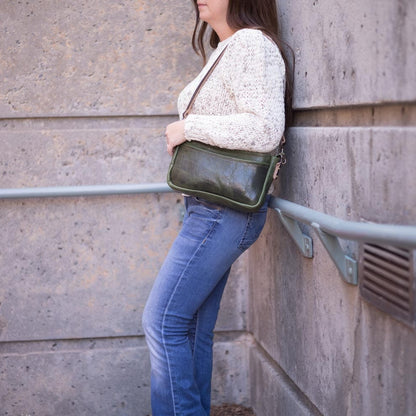 RENNIE LEATHER SHOULDER BAG -  JADE BISON