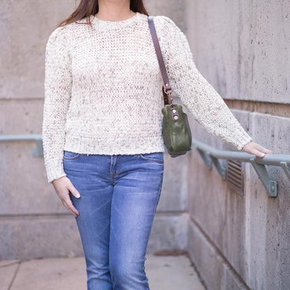 RENNIE LEATHER SHOULDER BAG -  JADE BISON
