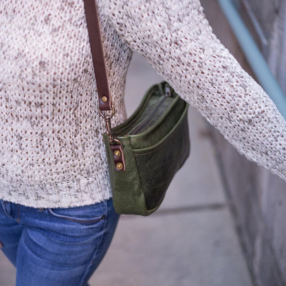 RENNIE LEATHER SHOULDER BAG -  JADE BISON