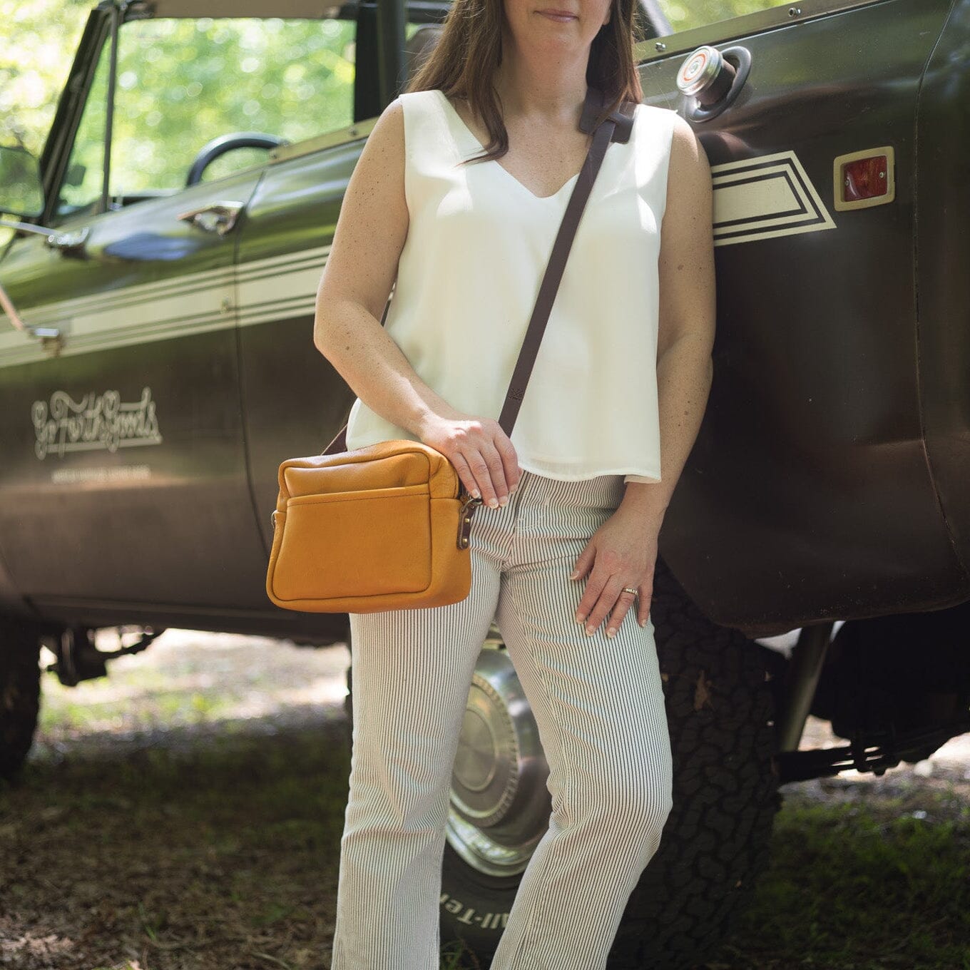 SARAH LEATHER CROSSBODY - MUSTARD YELLOW