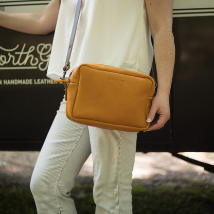 SARAH LEATHER CROSSBODY - MUSTARD YELLOW