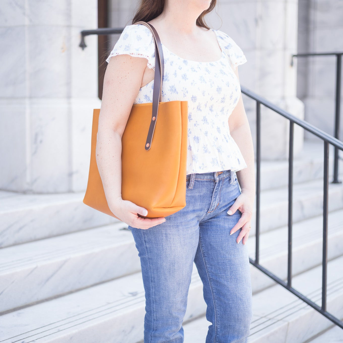 AVERY LEATHER TOTE BAG - MEDIUM - MUSTARD YELLOW - IN STOCK