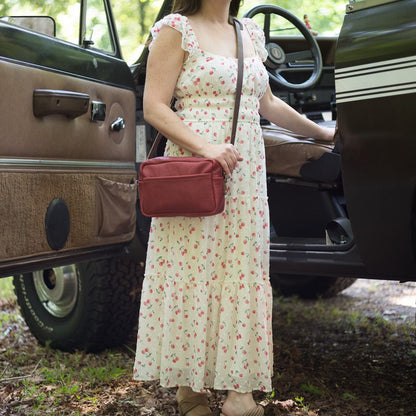 SARAH LEATHER CROSSBODY - GARNET RED