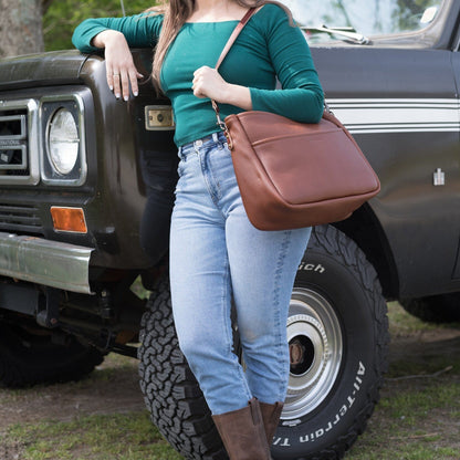 RENNIE LEATHER SHOULDER BAG - LARGE - WHISKY BISON