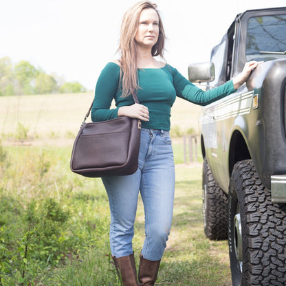 RENNIE LEATHER SHOULDER BAG - LARGE - MOCHA