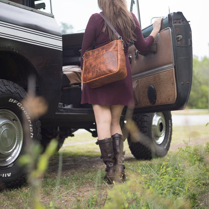 RENNIE LEATHER SHOULDER BAG - LARGE - PEANUT BISON