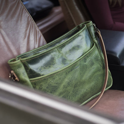 RENNIE LEATHER SHOULDER BAG - LARGE - JADE BISON