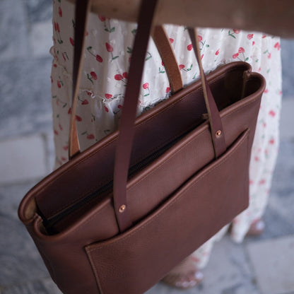 AVERY LEATHER TOTE BAG - LARGE - DELUXE