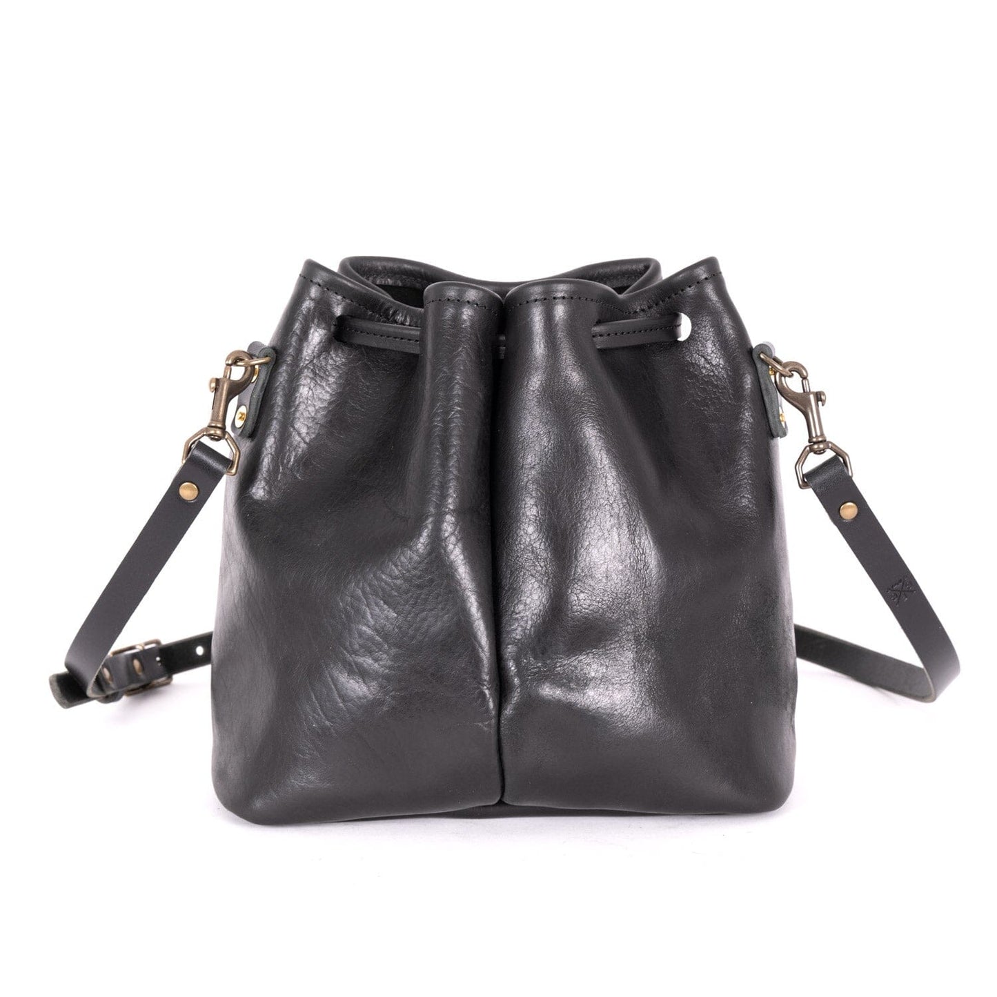 ABBY LEATHER BUCKET BAG - BLACK BISON