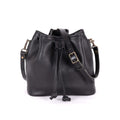 ABBY LEATHER BUCKET BAG - BLACK