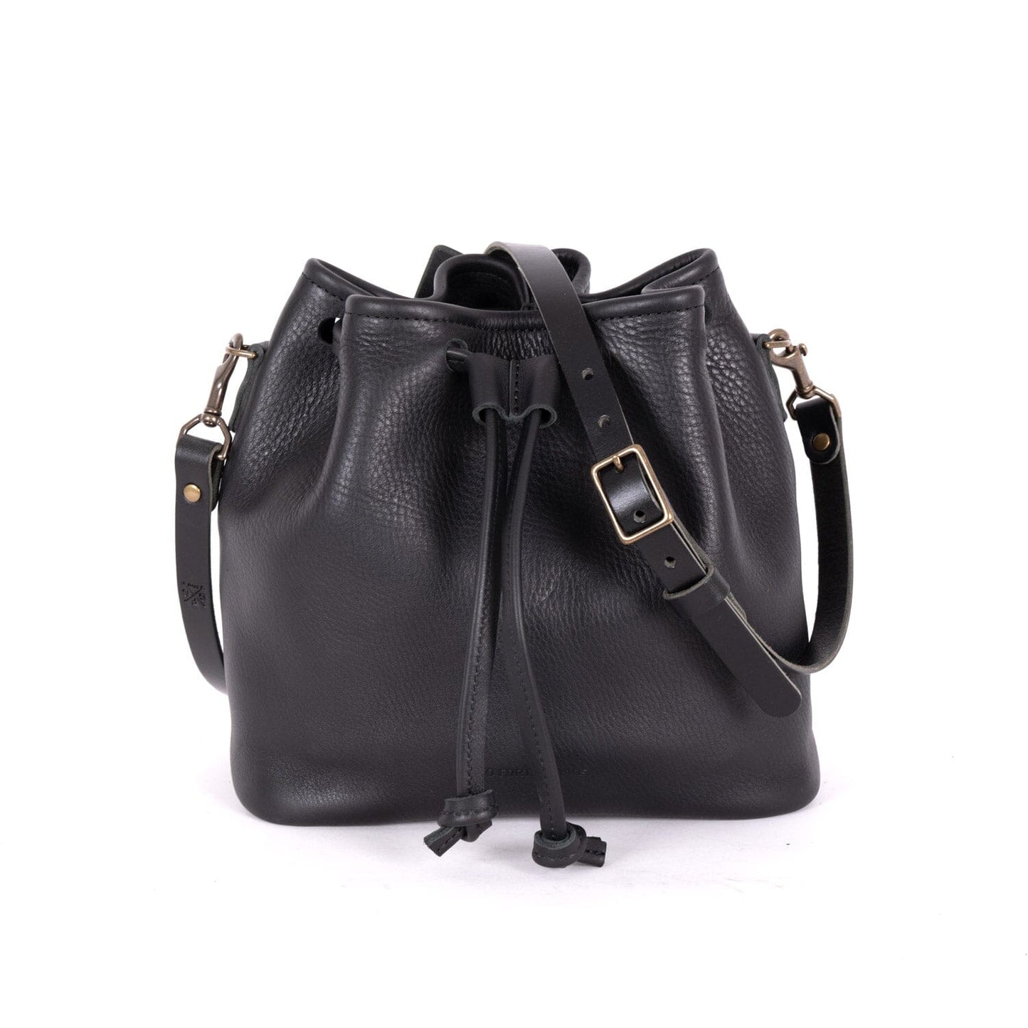 ABBY LEATHER BUCKET BAG - BLACK