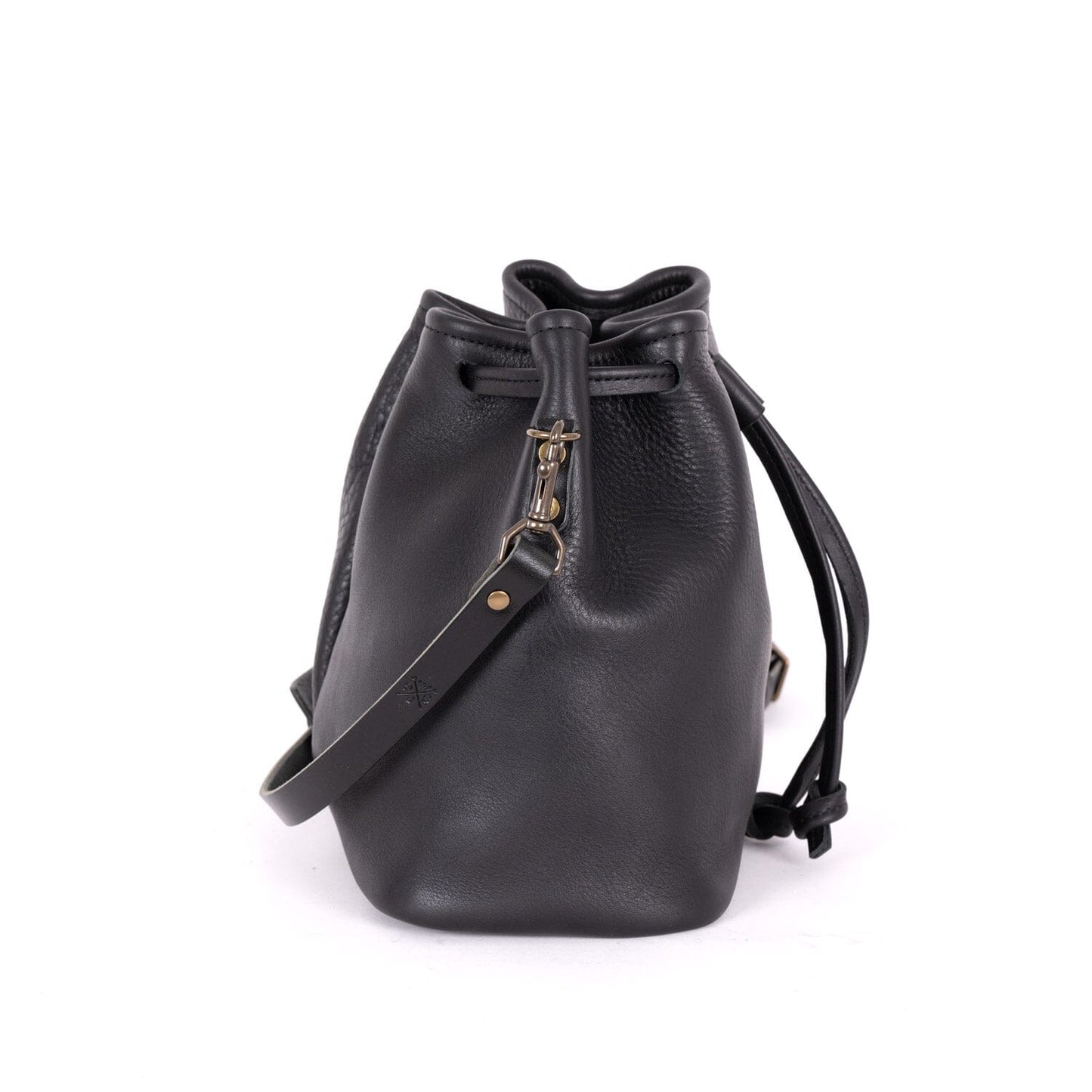 ABBY LEATHER BUCKET BAG - BLACK