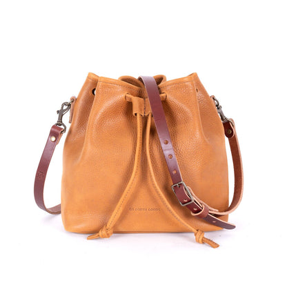 ABBY LEATHER BUCKET BAG - HONEY