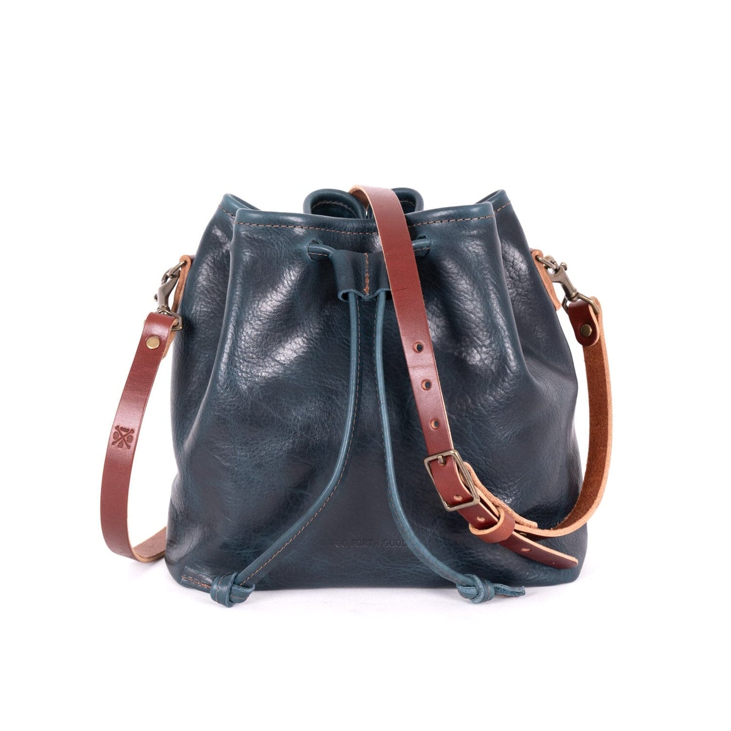 ABBY LEATHER BUCKET BAG - INDIGO BISON
