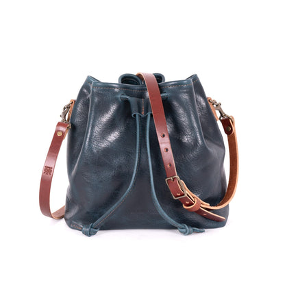 ABBY LEATHER BUCKET BAG - INDIGO BISON